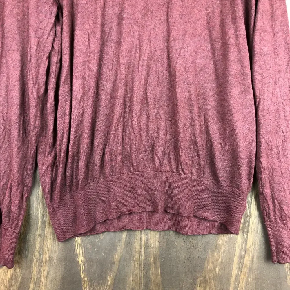 Banana Republic Mens Sweater Burnt Orange Brown V Neck Silk Cashmere Blend XL
